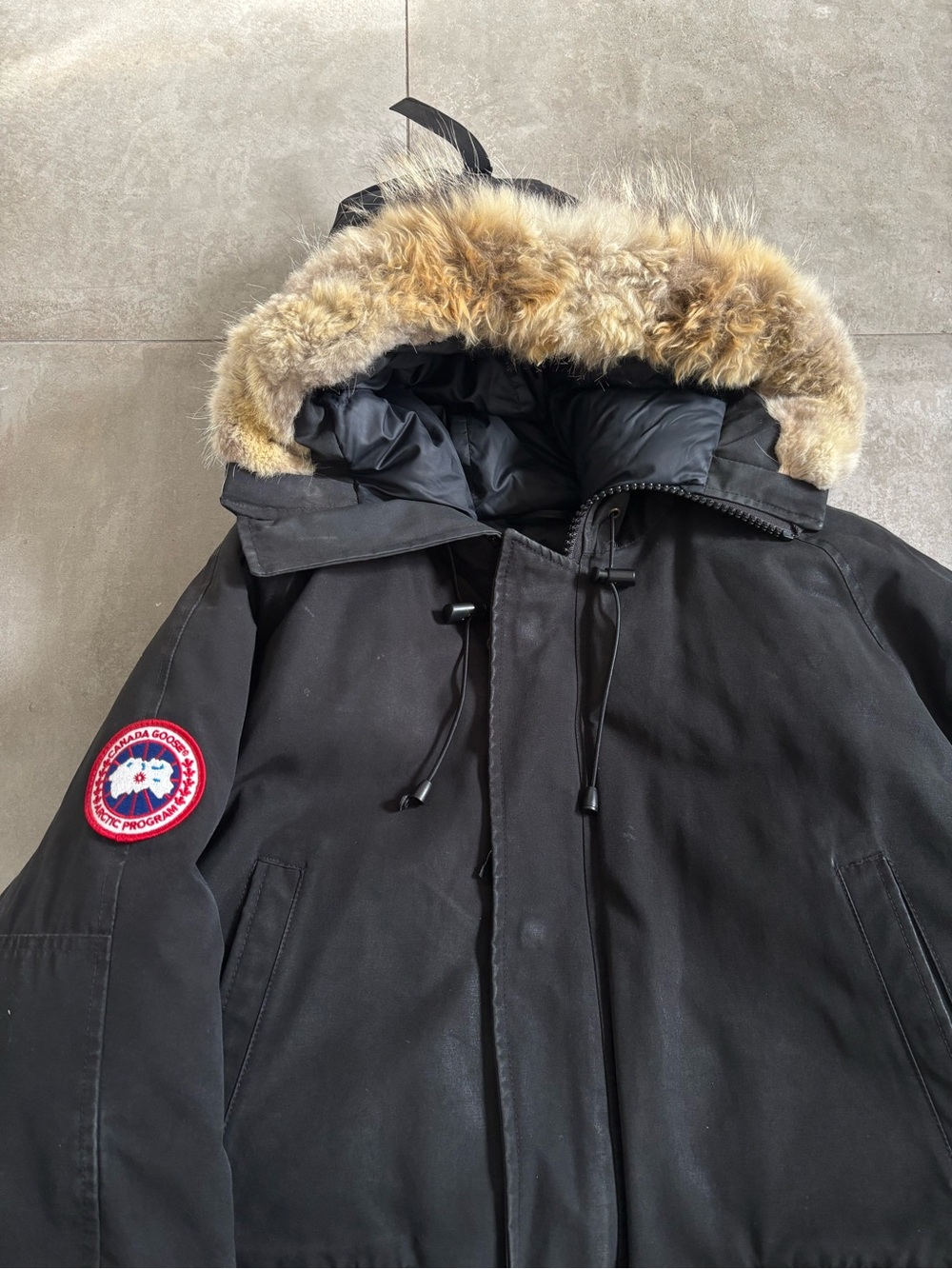 Canada Goose Black Men's Parka with Fur-Trim Hood